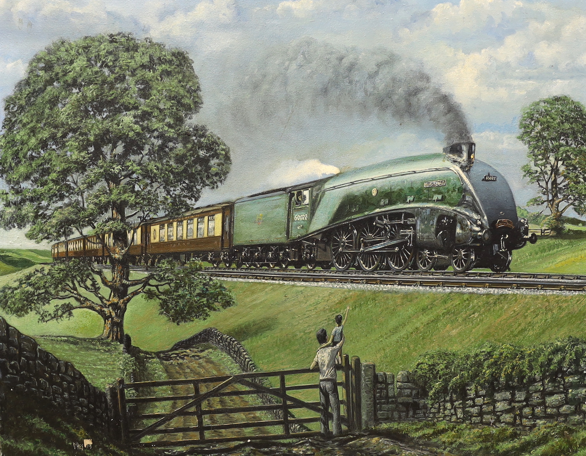 D. Hey, oil on canvas, 'The Mallard Locomotive', signed and dated '79, 61 x 76cm, unframed